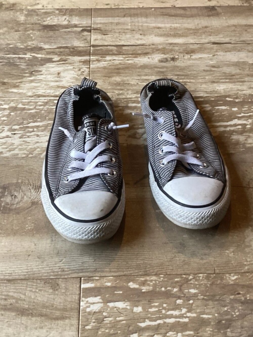 CONVERSE Chuck Taylor All Star Shoreline Slip-On Shoes Gray Pinstripes Women’s 9 - Picture 4 of 8